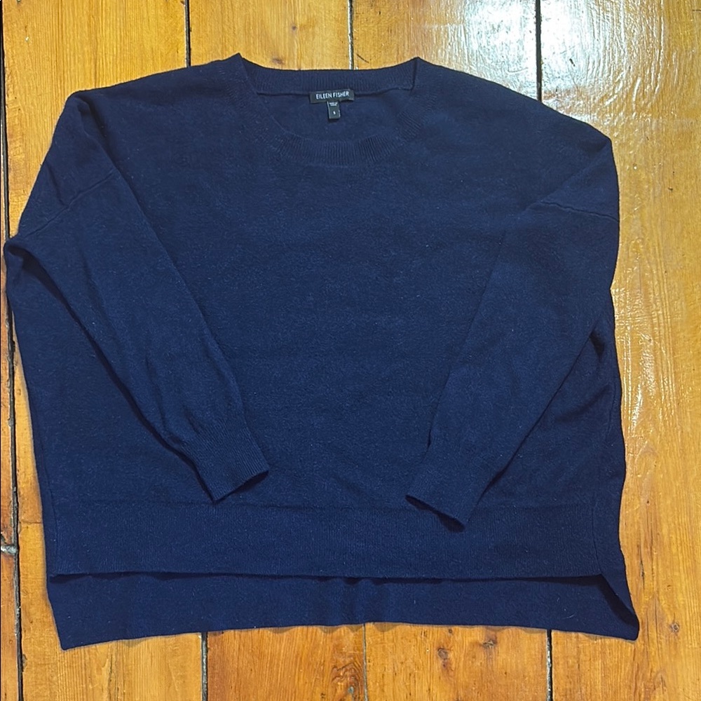Eileen Fisher Cashmere Crewneck Sweater with Ribbed Detailing